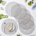 Threehoney Paper Braided Round Placemats, Set of 36, Silver, 13 in - Image 2