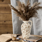 8.9 Inch Vintage Brown Chinoiserie Floral Vase, Antique Rustic Ceramic Vase for Home Decor, Living Room, Bookshelf, Office, Entryway, Garden, Chinoiserie Decor, Tuscan Decor - Image 6