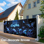 ANNA QUEEN Happy Easter Garage Door Banner 6x13FT, Blue Neon Easter Eggs and Butterflies Garage Door Cover, Large Outdoor Spring Decoration Backdrop for Double Garage Doors, Yard Party & Photo Booth - Image 5
