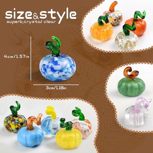 12 Pack Small Hand Blown Glass Pumpkins for Decorating - Image 2
