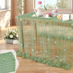 Pearl Tulle Tablecloths 5 Pack 10ft Sage Green Floral Sheer Table Overlays - Image 2