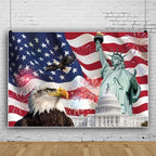 American Flags Backdrop 10x8ft Fabric 4th of July Backdrop for Independence Day Party Decoration Patriotic Backdrops Statue of Liberty Photos American Theme Party Memorial Day Backdrop - Image 3