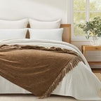 EverGrace Chenille Knit Throw Blanket for Couch, 60"x80", Warm Beige - Image 6