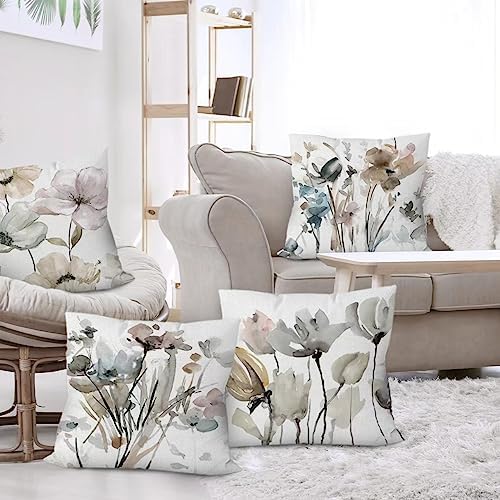 Watercolor Floral Throw Pillow Covers 20x20 Set of 6, Nature Home Decor - Image 4