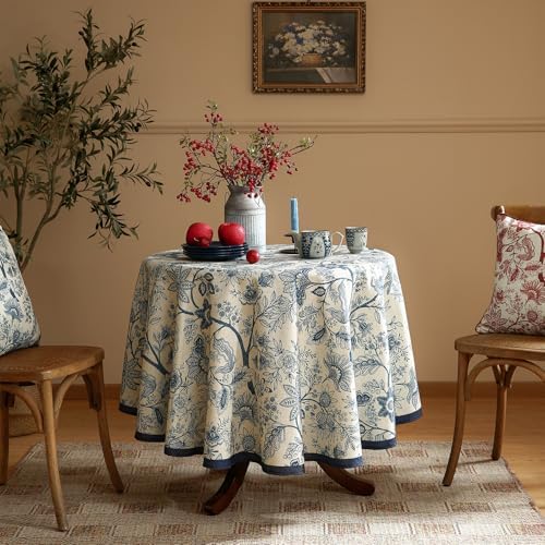 ISAENNE Designer Vintage Round Elegant Tablecloth,Diameter 55" - Image 2