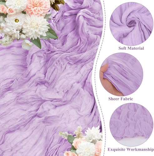 10 Pack Lilac Cheesecloth Table Runner17 x108 Boho Gauze Fabric Table Runner Vintage Rustic Sheer Runners for Wedding Party Bridal Baby Shower Table Decorations - Image 3