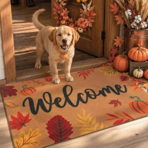 Ileading Fall Door Mat 24"x36", Non Slip No Shedding Faux Coir Mat Porch by Ileading