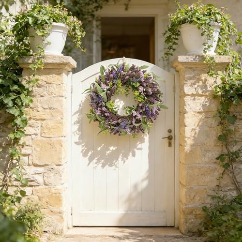 26'' Wreath for Front Door, Spring Purple Wreaths for Outdoor Indoor Decor - Image 6