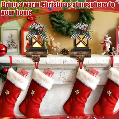 Therwen 2 Pcs Christmas Stocking Holders Lantern, LED, Classic, Bronze - Image 3