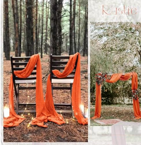 20 Pack Orange Table Runner 10Ft Cheesecloth Table Runner Boho Long Cheese Cloth Table Runners Romantic Sheer Fabric Gauze Table Runners for Wedding Party Bridal Shower - Image 6