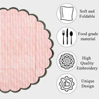 Ridhi Floral Block Print Round Placemats 15" in, Set of 4,Heart Pink Stripe - Image 5