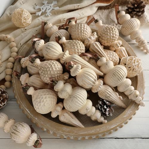 Yunlly 18 Pcs Neutral Christmas Ornaments Ivory Xmas Tree Decor by Yunlly