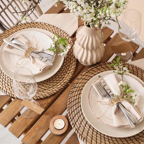 LemonRoad 50 Pcs Napkin Rings, Wood Color Woven - Image 6