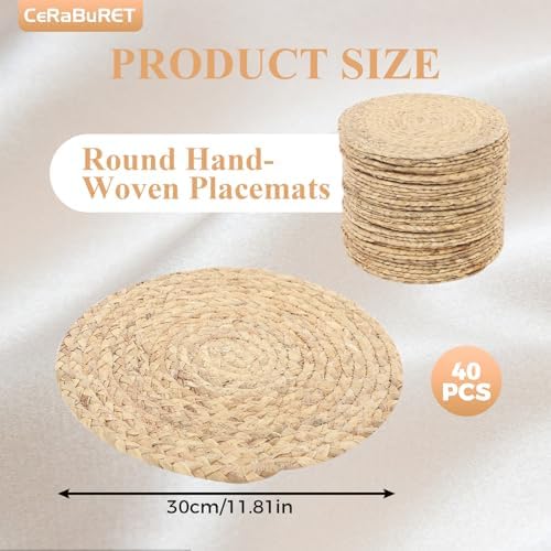11.81" Round Woven Placemats Set of 40, Heat Resistant Plate Chargers Bulk - Image 2