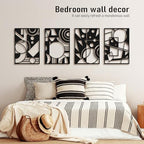 Bakovity Black Abstract Wall Art, Metal Art Wall Decor, Large Geometry Art, Modern 3D Abstract Wall Sculptures for Bedroom Bathroom Living Room (4 Pack, 16 x 11 in) - Image 3