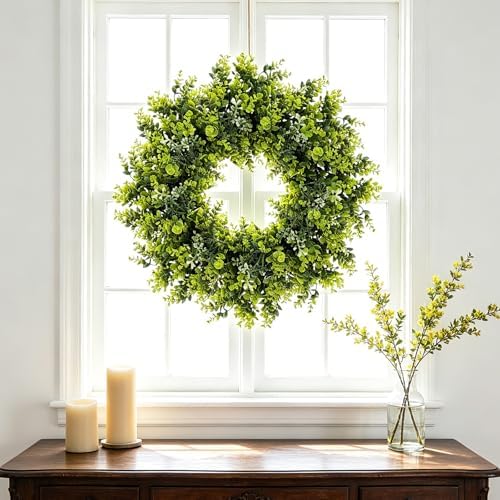28'' Boxwood Wreath for Front Door, Spring Wreaths for Outdoor Indoor Decor - Image 5