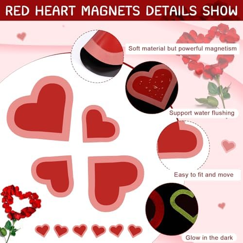 Fuutreo 26 Pcs Valentine's Day Garage Door Magnets 12/8/6/4 Inch Glow in the Dark Red Heart Garage Door Decorations Refrigerator Magnetic Car Stickers for Valentine's Day Wedding Party Supplies - Image 3