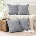 All Smiles Decorative Gray Throw Pillow Covers 22x22 Set of 4 Farmhouse Gray Boho Home Decor Soft Plush Striped Corduroy Square Cushion Case for Living Room Couch Bed Sofa by AllSmiles
