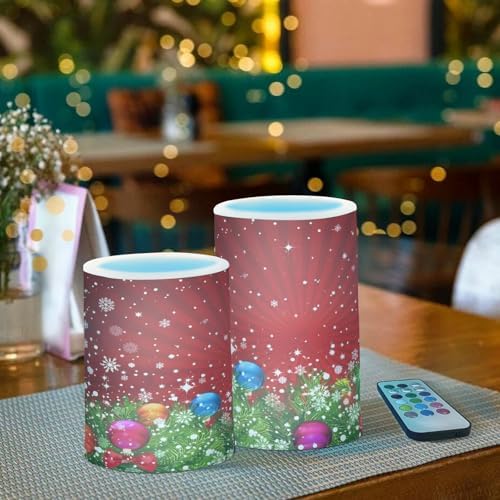 ALAZA Christmas Tree Decoration and Snowflakes Red Flickering Flameless Candles Battery Operated with Remote Timer,Tea Light Candles LED Pillar Votive Candles Set of 2 for Outdoor Indoor Decorations - Image 6