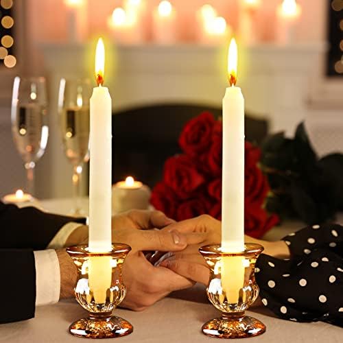 Clear Glass Candlestick Holders Taper Candle Holder Bulk 2.5 Inch Candle Stick Holder for Table Centerpiece Mantel Wedding Housewarming Gift Rustic Vintage Valentines Dinning Decoration - Image 5