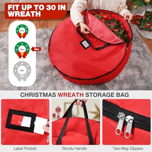 3 Pack Christmas Tree Storage Bag, for Artificial Trees up, Sturdy Waterproof With Reinforced Carrying Handles, Xmas Holiday Garland Bag Storage Case (Red, 9 Ft) - Image 5