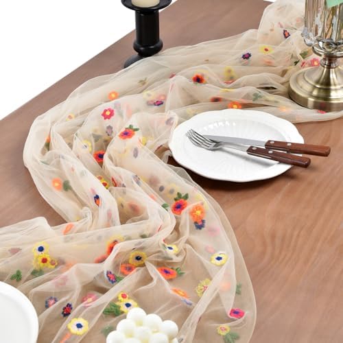 Flower Table Runner Floral Daisy Fall Wedding Birthday Party Home Decor - Image 3
