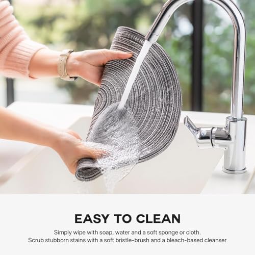 BARoyal Round Placemats Set of 12 Woven Placemats Washable Braided Table Mats for Dining Table Heat Resistant Non-Slip Circle Place Mats(Mixed Gray) - Image 4