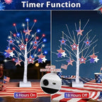 4th of July Decorations, 2 Pack 24 Inch Fourth of July Decorations Patriotic Tree with 8 Wooden Ornaments, USB/Battery Operated Red White Blue Lights Independence Day July 4th Decorations for Home - Image 3