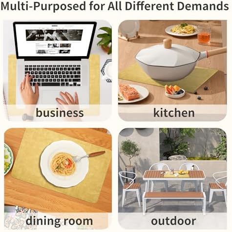 Maxpearl Faux Leather Placemats Set of 8, Easy to Clean, Light Yellow - Image 6
