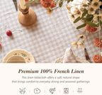 Linen World Linen Plaid Gingham 90inch Round Tablecloth, Soft Washed 100% French Flax Linen Table Cover for Dining Table, Farmhouse Kitchen Decor,Natural Plaid - Image 4