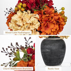Hydrangea Artificial Flowers in Vase, Small Fall Floral Arrangements with Vase Orange Autumn Centerpieces for Table Rustic Farmhouse Fall Harvest Thanksgiving Wedding Kitchen Dinner Table Decorations - Image 3