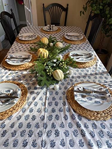13.8'' Round Woven Placemats Set of 4 Plate Chargers, Heat Resistant Non-Slip Water Hyacinth Weave Place Mats Farmhouse Straw Braided Rattan Tablemats Wicker Placemats for Table Decoration - Image 4