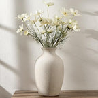 Large Ceramic Rustic Flower Vase, 10.43 Inch Tall Vintage Pottery Home Decor, Antique Farmhouse Terracotta Vase for Living Room, Table, Shelf, Mantel Decoration, Farmhouse - Cream-White by PORCER