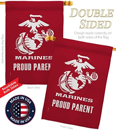Proud Marine Parent House Flag - Set Armed Forces Corps USMC Semper Fi United State American Military Veteran Retire Official - Banner Small Garden Yard Gift Double-Sided Made in USA 28 X 40 - Image 3
