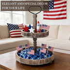 Horse Rustic Wooden Tiered Tray, 18.5x12.5 2 Tier Farmhouse Decor Cupcake Stand, Round Serving Tray for Home Kitchen Shelf Dinning Table Seasonal & Independence Day,Halloween,Christmas Decorations - Image 7