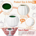 White 6 Pack Plastic Pumpkin Vase 5.12 x 3.94 in Artificial Fall Flower Pot with Foam Pumpkin Planter for Artificial Flower Floral Arrangement Home Party Harvest Thanksgiving Autumn Table - Image 2