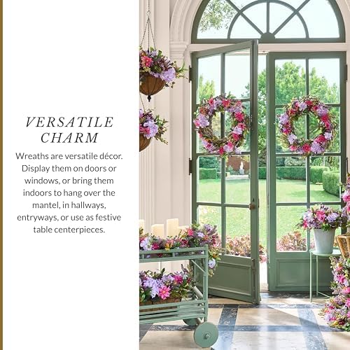 Balsam Hill Outdoor Vibrant Summer Bloom Spring & Summer Wreath - 22" Premium UV-Protected Floral Door Wreath for Front Door, Patio, & Sun-Drenched Outdoor Display - Image 5