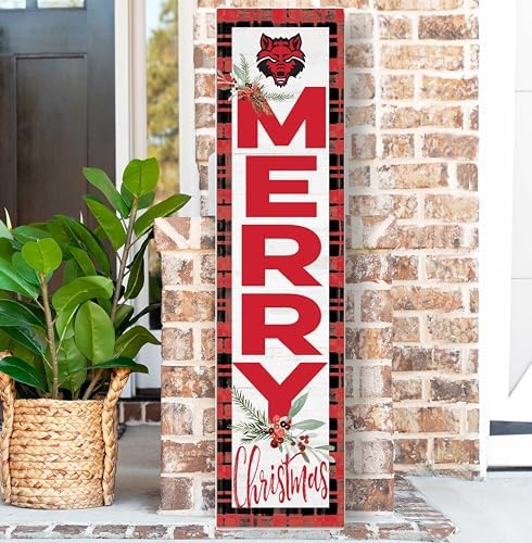 KH Sports Fan Arkansas State Red Wolves Holiday Porch Leaner, 11x46 Inches, Red Wolves Outdoor Christmas Sign; Display Some Holiday Cheer with This Arkansas State Red Wolves Christmas Sign - Image 2