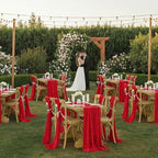 MDS Pack of 25 | Red | 14ft Chiffon Table Runner 29x170 Inches Long Romantic Rustic Sheer Gauze Runner for Wedding Bridal Shower Birthday Banquets Engagement Spring Easter Boho Decorations - Image 2