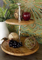 Deco 79 Mango Wood Tiered Server with Aluminum Accents, 14" x 14" x 18", Brown - Image 2