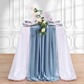 10 Pieces Dusty Blue Chiffon Table Runner 27x120 Inches Wedding Table Runner Romantic Sheer Chiffon Fabric for Wedding Bridal Baby Shower Decorations by QueenDream