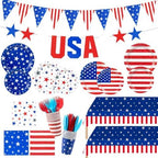 147Pcs 4th of July Paper Plates and Napkins Party Supplies,Serves 24 by Unknown