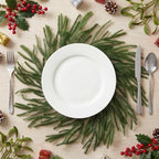Christmas Round Placemat Set of 6 Artificial Norfolk Wreath Charger - Image 3