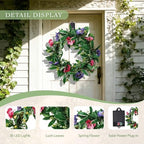 Solar Spring Wreath for Front Door 18inch 30LED Pre-lit Wreaths Spring Summer Decor Artificial Pansy Wreath for Outside Wall Home Decor Festival Farmhouse Decor - Image 2