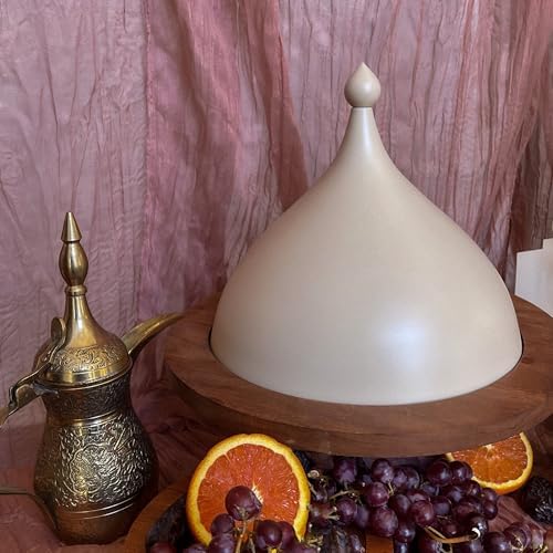 Cloche – 10x14” Modern Ceramic-Like Finish with Wood Accents, Elegant Cloche Dome Display, Perfect for Ramadan Decorations, Eid Decor & Dessert Presentation - Image 2