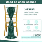 Sequin Table Runners 10 Pieces Emerald Green Table Runners 12x72 Inch Glitter Dining Table Cover for Party Wedding Birthday Reception Banquet Decoration Spring Party Chair Sashes - Image 5