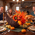 Rattan Cornucopia Basket Thanksgiving Fall Table Centerpiece - Image 5