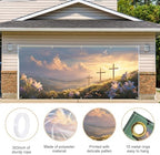 Easter Cross and Lilies Garage Door Banner 7x16FT, Religious Easter Decoration with Crosses and Lilies, Outdoor Spring Holiday Decoration for Yard and Garage - Image 4