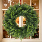 Cllayees Christmas Wreaths for Front Door 26" Large Cedar Wreath - Image 5