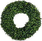 Pure Garden Round Boxwood Wreath for Front Door, Green, 16.5” by PureGarden